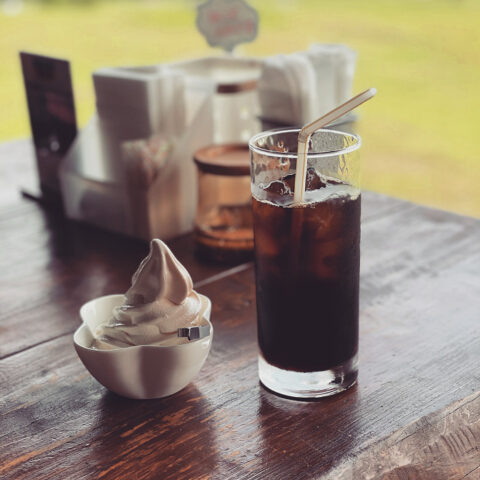 カフェのアイスコーヒーとアイス